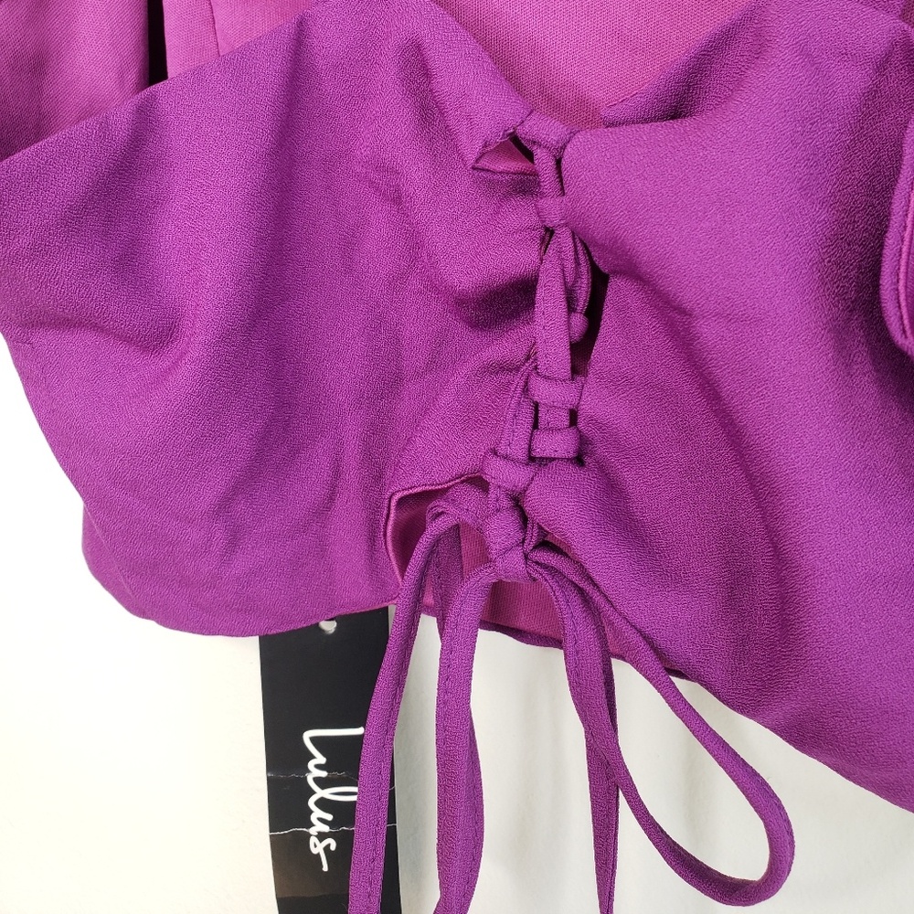 LuLu's Purple Tie Back Crop Top | Large | NWT - Picture 5 of 8
